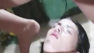 Allie Sin Rides Cock & Bukkaked By Gang
