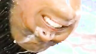 tons of cum all over this black sluts face