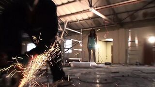 Kinky British Brunette Gets Tag Teamed By Construction Workers