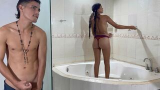 I Hide in My Shy Step Sister's Shower and End up Giving Her the Best Fuck of Her Life Until I Cum on Her Face