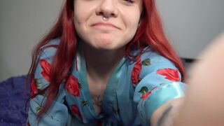 Stunning Redhead Strips and Plays with Herself