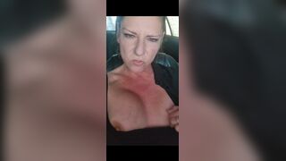 American Sexiest and Naughty Milf Car Wash Masturbation and Topless Pantless Drive Home