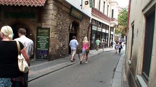 Stunning German teen plays with older dude
