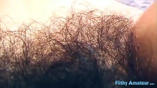 A lot of hair, a lot of cum