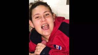 18 Year Old Stepsister Takes Big Load of Cum in Her Mouth