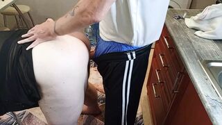 Stepmom sucks a friend's dick and fucks with him