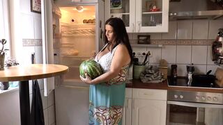 An amazing German woman with dark hair riding a fat cock