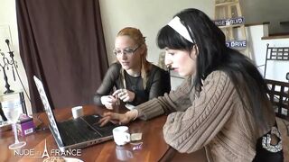 A man gets rimming and anal fucked with a strapon-dildo by her girlfriend