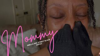 MILF Smells Her Stinky Black Socks