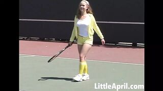 Sexy Teen Girl Little April Playing Tennis