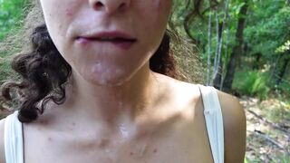 Outdoors in the Forest The Selvaggia Gets Cum And Then Tastes It