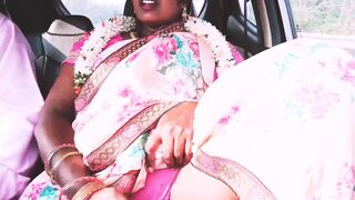 Indian Car Sex Pink Saree Bhabi Try to Fucking with Boy Friend. Telugu Firty Talks.