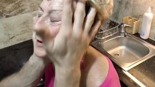 Granny fucked on kitchen floor