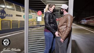 Julia-Winter Extreme public at Bremen Central Station - sprayed in the face - fucked on the platform