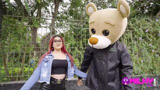 Rosario Is Horny in the Street and Ends up Fucking the Milky Bear