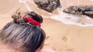 Deep Throat Fuck Pussy Public Beach, Cum Gargle Swallow