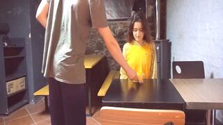 Submissive Girl Eats Food with Semen and She Loves It