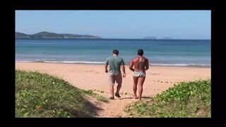Babalu is a drop dead gorgeous Brazilian, who's down at the beach taking off her bra and panties,