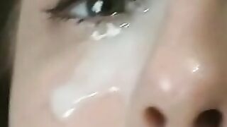 Chick Begs For Cum Shot In Her Eyes