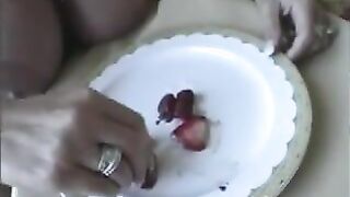 Wifey Eats Berries With Cum Cream