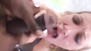 Blonde Takes Big Black Cock Up Her Ass Then Gets A Facial