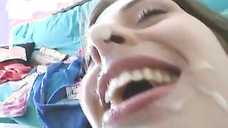 Jerking off into this whores face