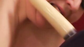 Fatty Fails At Dildo Blowjob Machine