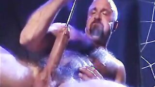 Hairy Guy Masterbates With Long Metal Rod In Dick