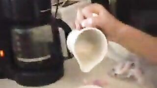 Squeezing Breast Milk For Coffee