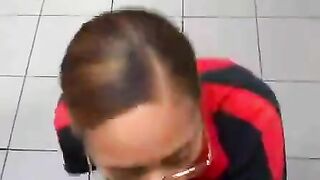 Ebony  Chick Gives BJ To This Eager Shaft