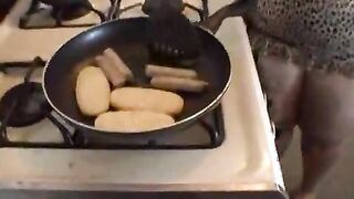 Over Weight Slut Shows Her Sexy Cooking Technique