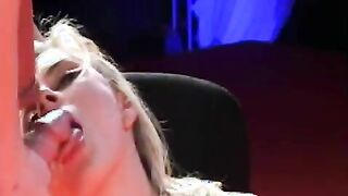 Hungry  Chick Screws One Eager Pole Inside The Audio Room