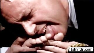 Foot worshiping and toes licking