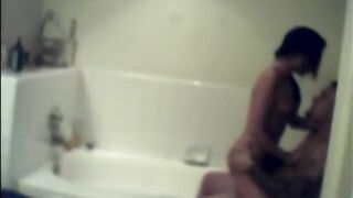 Slender Milf Caught Licking Dick And Fucked At Bathtub