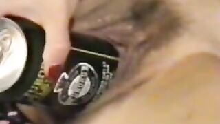 Brunette Beer Can Pussy Fuck