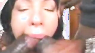 Brunette Deepthroats A Big Black Cock