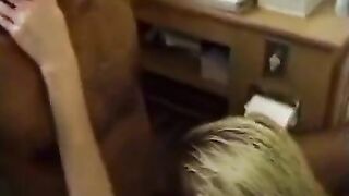 Blonde Sucks Her Juices Off Big Black Cock
