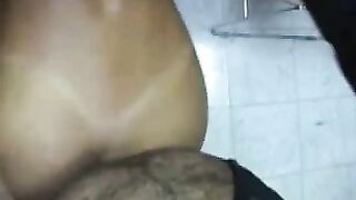 Amateur brunette fucked in the back room
