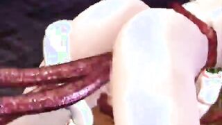 3D animated cutie drilled all hole by tentacles cock
