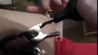 pregnant and playing with nipple clamps