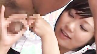Japanese Maid Jerks Cock & Spits Cum