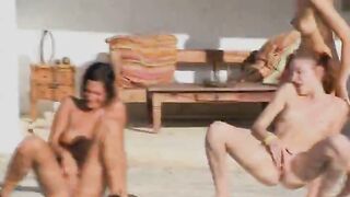 Six naked girls by the pool from Russia
