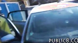 Extremly hot carwash blonde fucked in public for cash