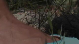 Russian woman teasing outside