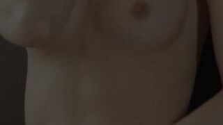 Beautiful blonde model and art of toying