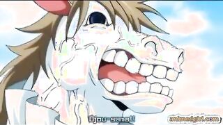 Busty hentai gets caught and fucked by snake monster