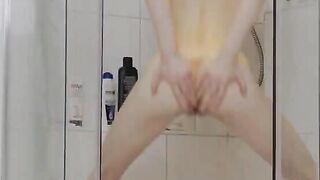 Ultra thin girl in the shower