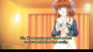 Bondaged anime girl watches her sister getting pounded