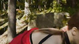 Glass toy in her girly pussy in forest