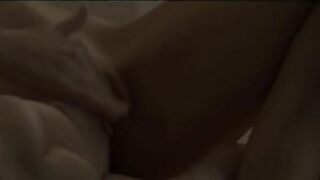 Veronica model rubbing the button